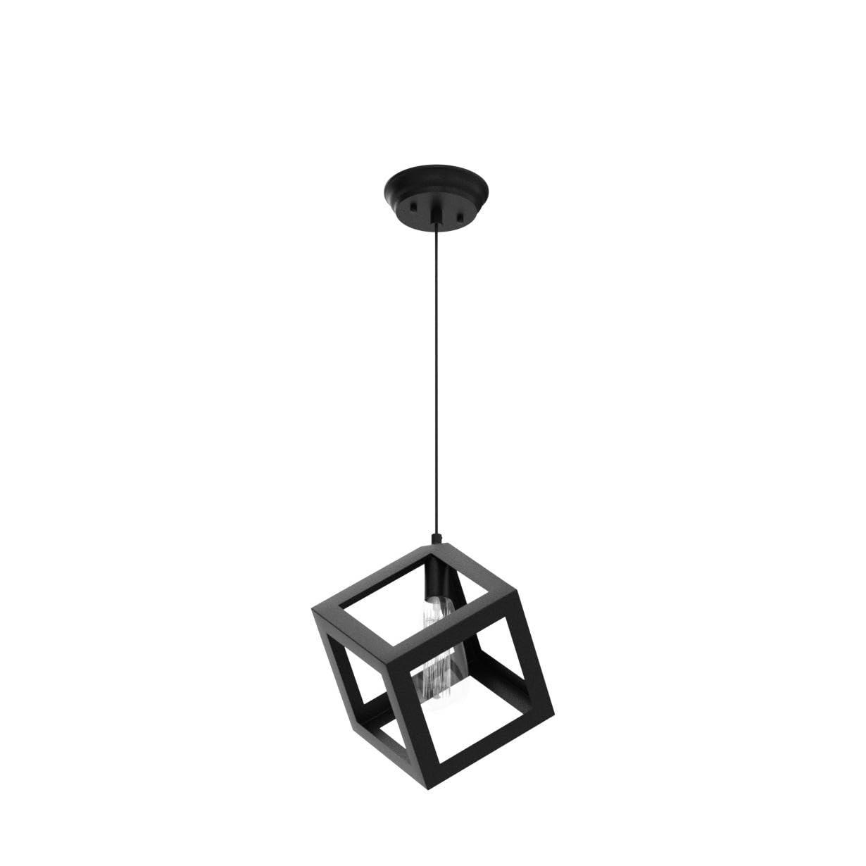 1-Light Matte Black Modern/Contemporary Geometric LED Mini Kitchen Island Light, Kitchen Island Chandeliers Light for Dining Room, Kitchen Island, Bedroom