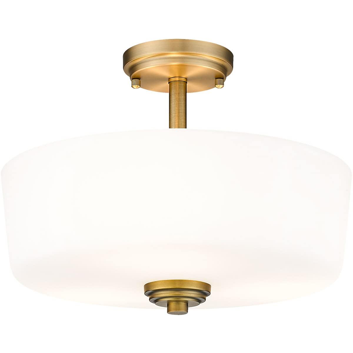 Z-Lite 220SF3-HBR Arlington 15 Inch Flush Mount Ceiling Light, Brass