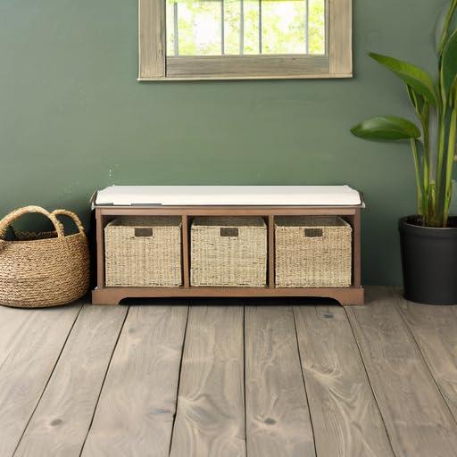 Lonan Wicker Storage Bench - Brown - Safavieh