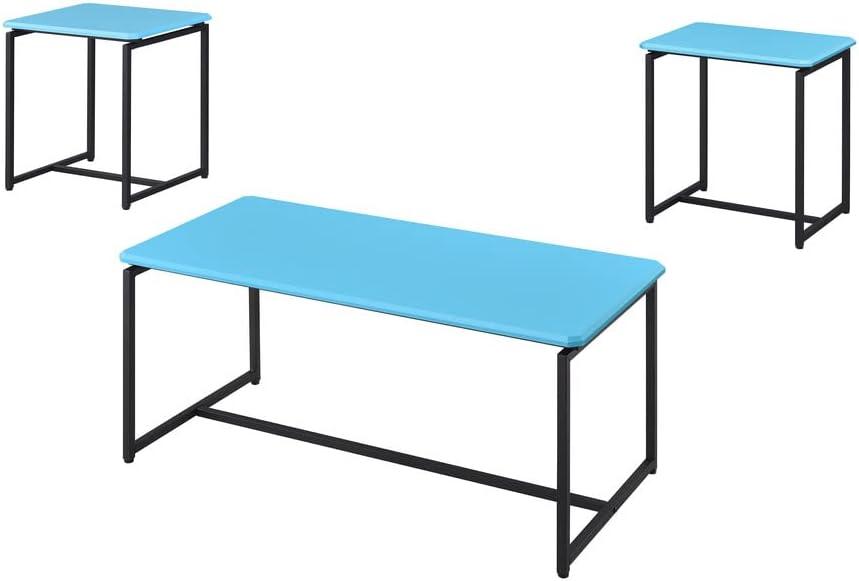 HOMLUX 3 PCS Coffee Table Set Sofa Side Table with 2 Square End Table,White