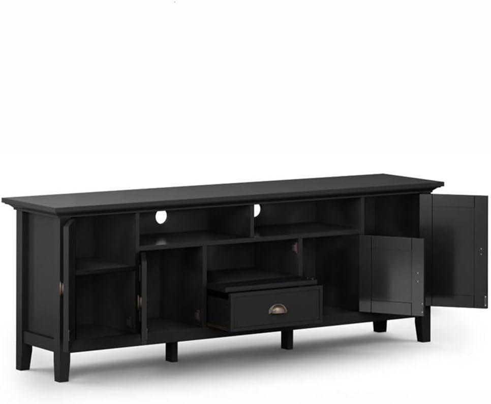 Simpli Home Redmond 72"W Solid Wood TV Stand for TVs up to 80" with Storage Cabinets