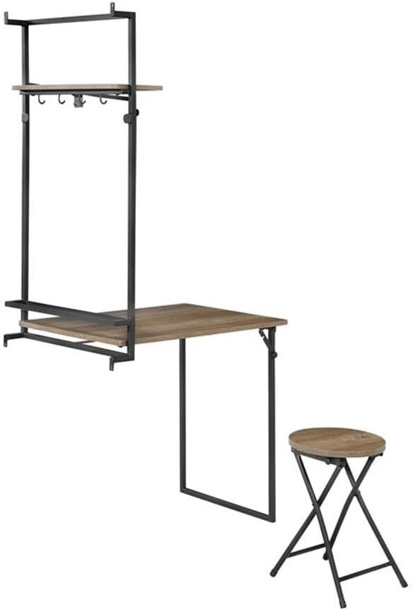 Coaster Riley Contemporary Wood Folding Wall Desk with Stool in Oak