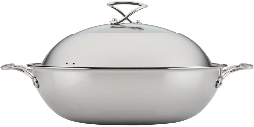 Circulon Clad Stainless Steel Induction 14 Inch Wok, Silver