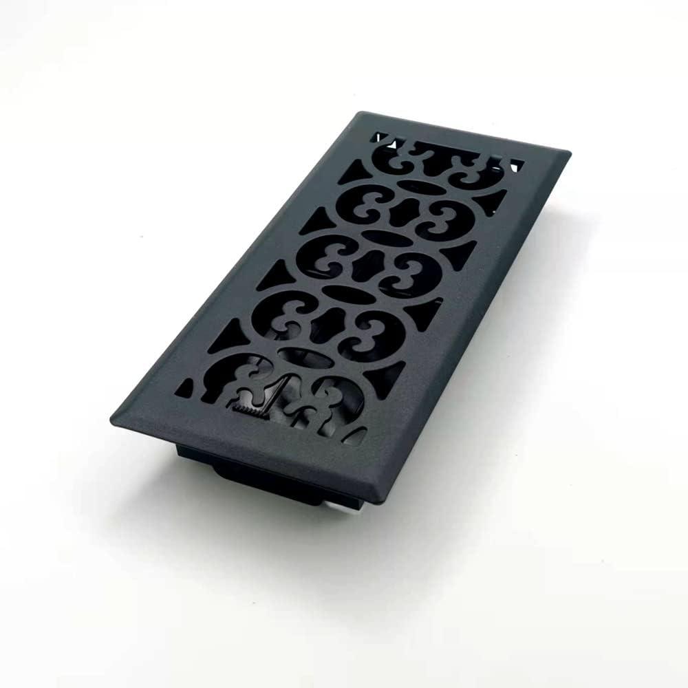 Black Steel Scroll Design 4x10 Floor Register