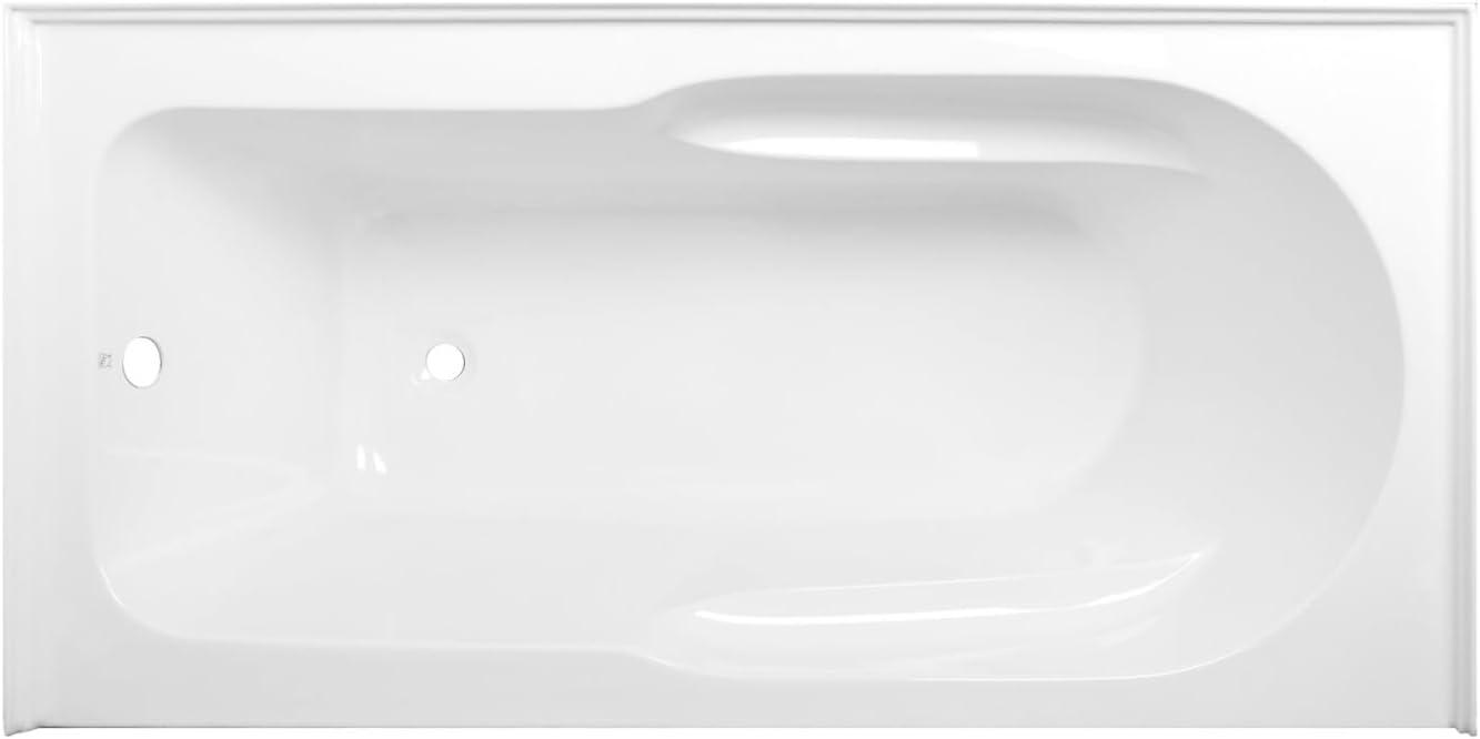 Kingston Brass Aqua Eden 60-Inch Acrylic Rectangular 3-Wall Alcove Tub with Anti Skid and Drain Hole