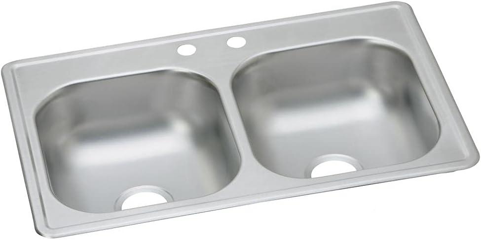 Elite Satin Stainless Steel Double Bowl Drop-In Kitchen Sink
