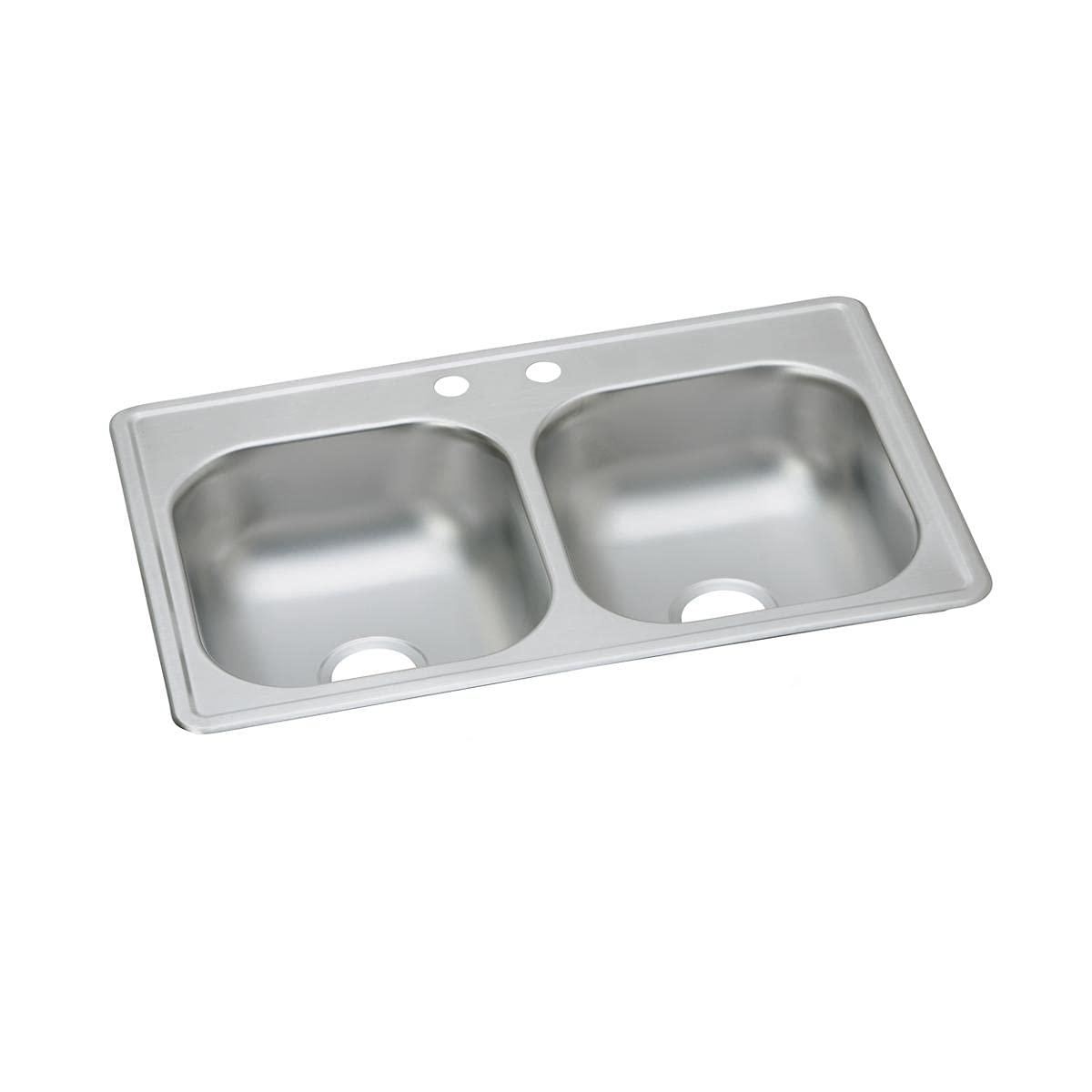 Elite Satin Stainless Steel Double Bowl Drop-In Kitchen Sink