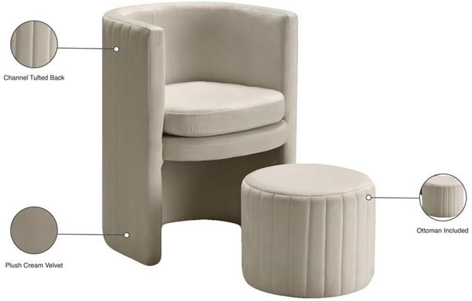Maykoosh Art Deco Dreams Cream Velvet Accent Chair