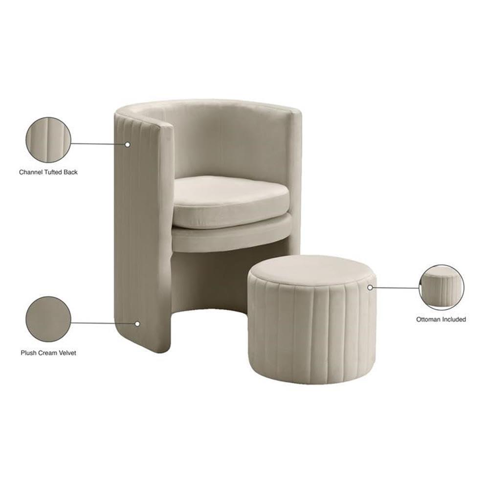 Maykoosh Art Deco Dreams Cream Velvet Accent Chair