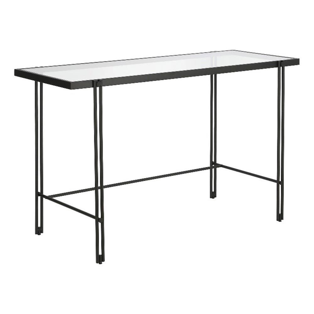 Evelyn&Zoe Contemporary 48 in. Blackened Bronze Metal Desk with Glass Top
