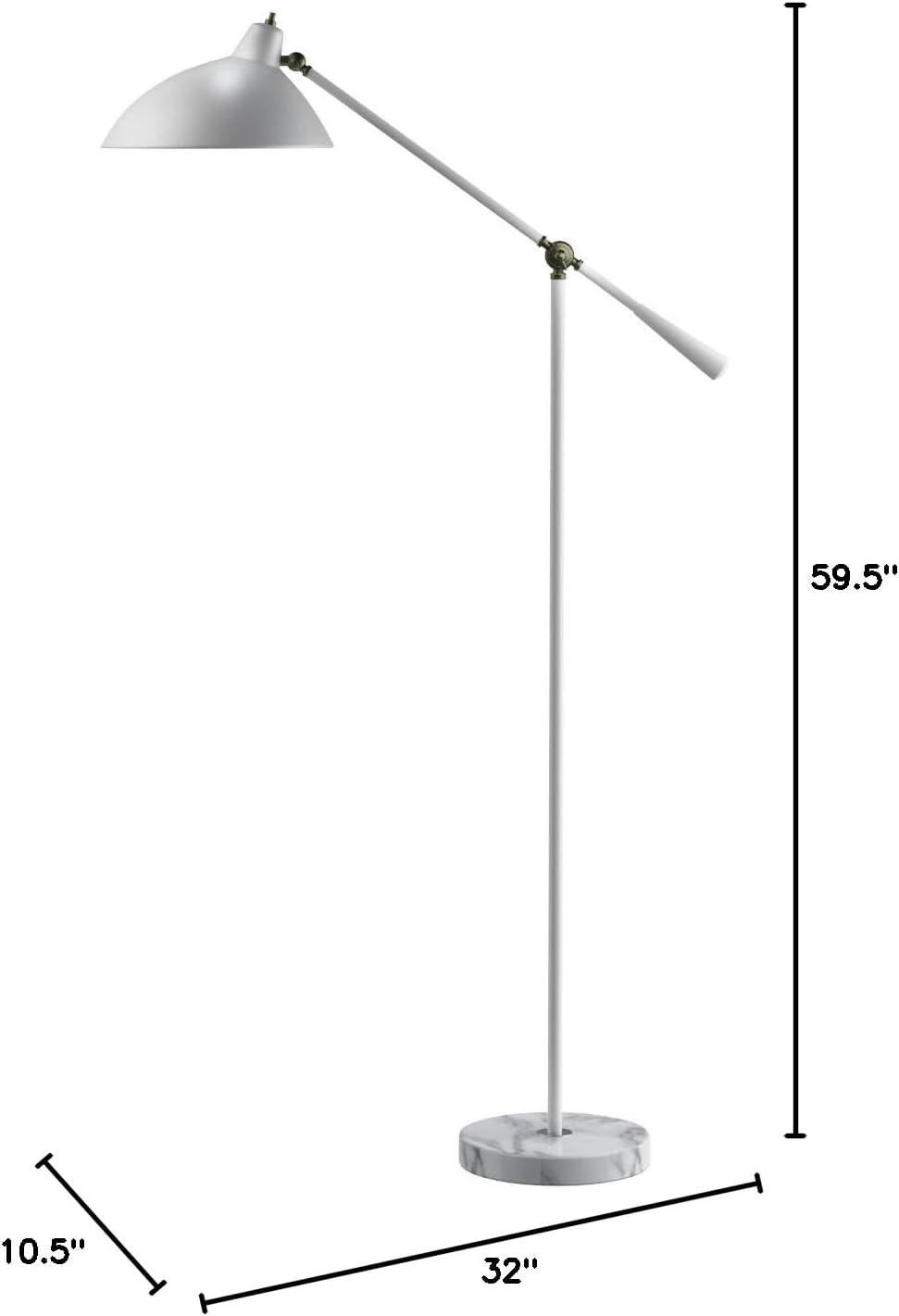 Adesso Home Peggy Metal Floor Lamp in White and Antique Brass