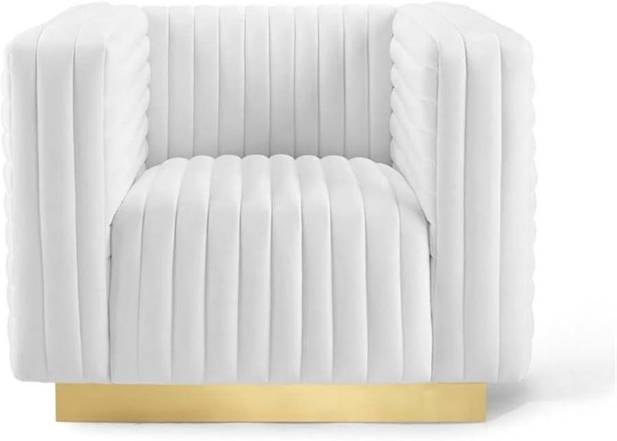 Modway Charisma Channel Tufted Performance Velvet Accent Armchair in White