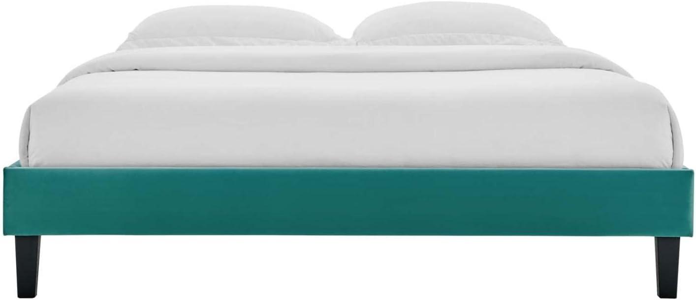 Ergode Reign King Performance Velvet Platform Bed Frame - Teal