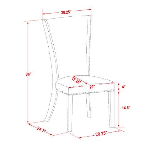 Verona Linen White Wood Frame Upholstered Chair with Gray Linen Fabric Seat with Nail Head & Stylish Back - Set of 2