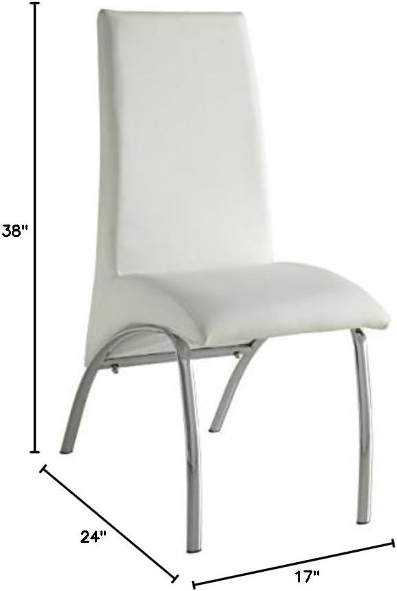 Set of 2 17" Pervis PU Dining Chairs White/Chrome - Acme Furniture: Metal Frame, Polyurethane Upholstery, Armless Design