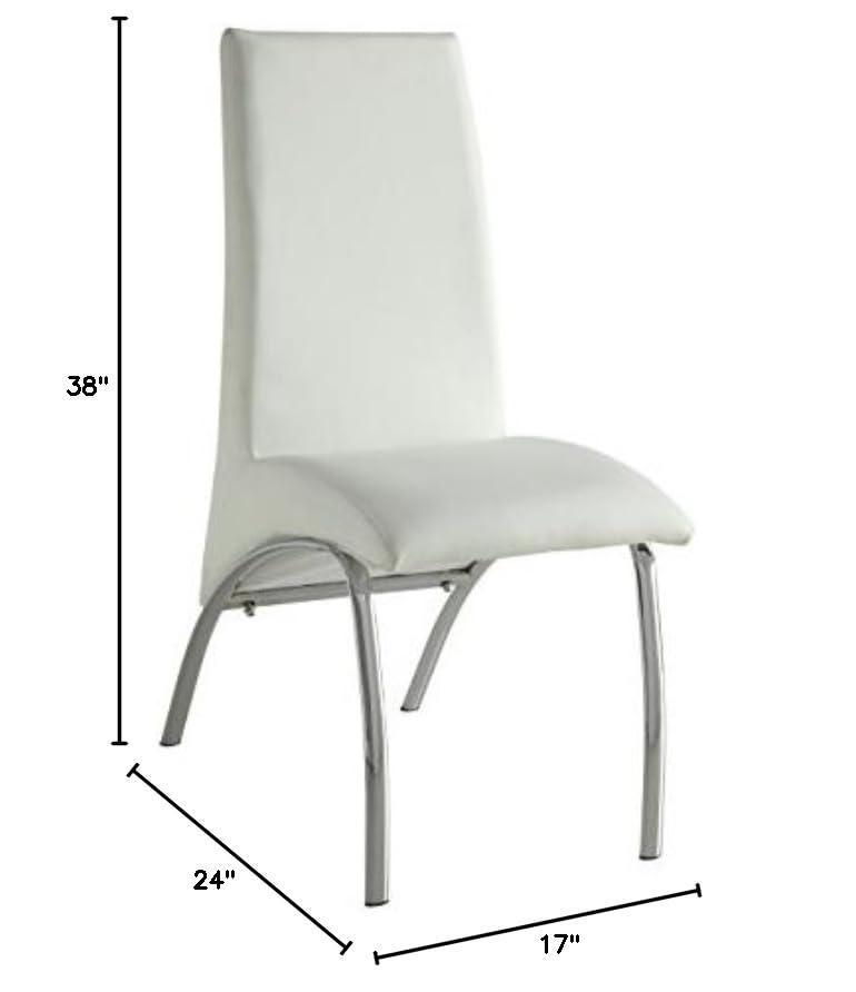 Set of 2 17" Pervis PU Dining Chairs White/Chrome - Acme Furniture: Metal Frame, Polyurethane Upholstery, Armless Design