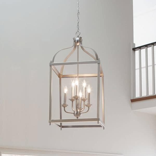 Larkin 18" Black Steel Cage 6-Light Modern Chandelier