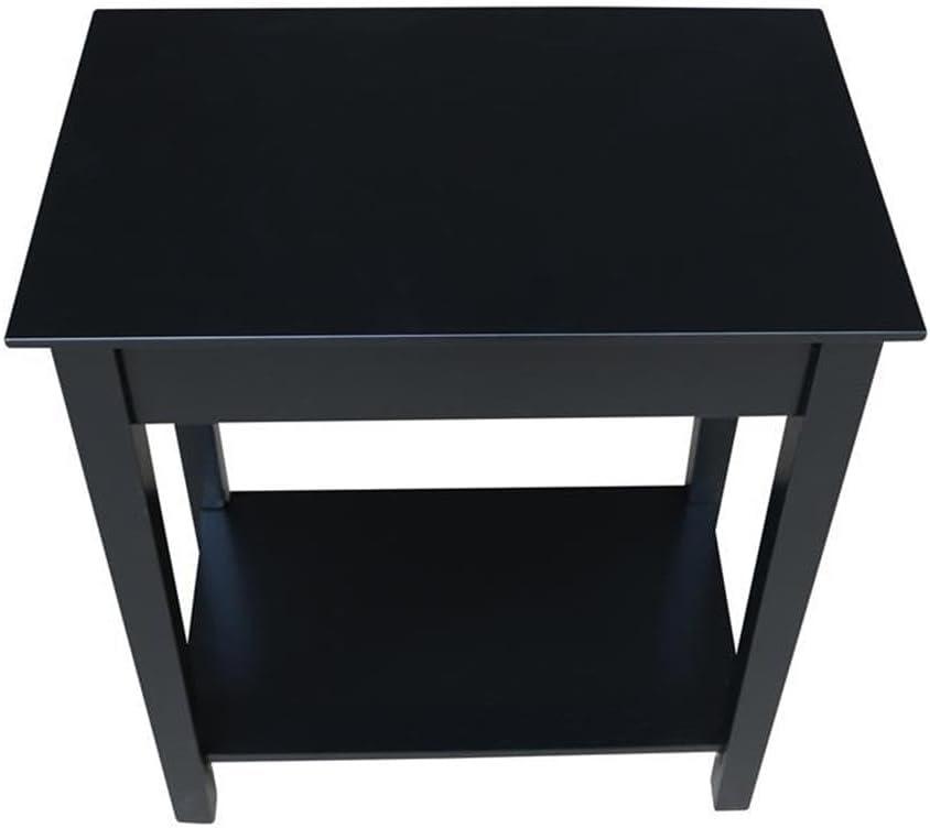 International Concepts Narrow End Table Black: Sleek Design with Drawer & Fixed Shelf for Living Room