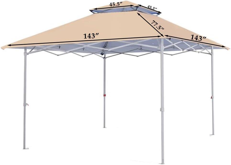 Garden Winds Custom Fit Replacement Canopy Top Cover Compatible with The MasterCanopy, ABCCanopy, and Cooshade 13' x 13' Instant Shelter - Upgraded Performance RIPLOCK 350 Fabric - Nutmeg