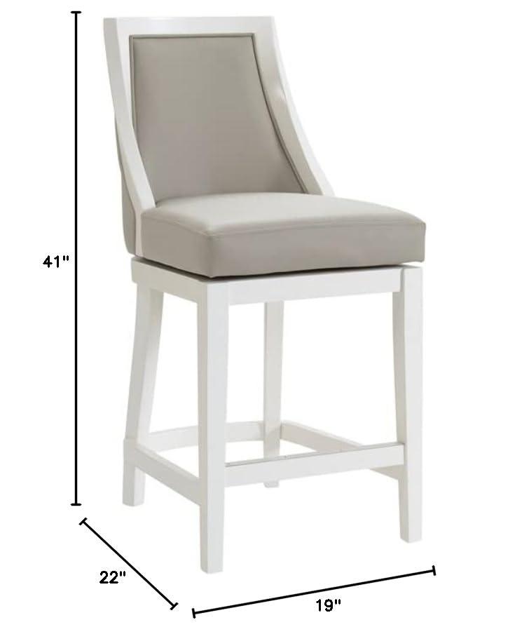 Alaterre Ellie Upholstered Swivel Bar Stool Chairs with Padded Seat and Back, Rubberwood Frame with Metal Kick Plate