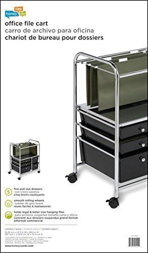 Black and Chrome 5-Drawer Rolling File Storage Cart