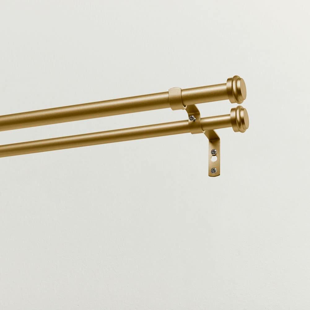 EXCLUSIVE HOME Topper Double Curtain Rod and Finial Set, Gold, 36"-72"