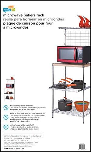 Chrome 3-Shelf Microwave Bakers Rack with Maple Cutting Board