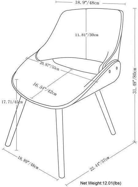 Simpli Home Malden Upholstered Dining Chair with Ergonomic Solid Wood Frame and Mid-Century Modern Style