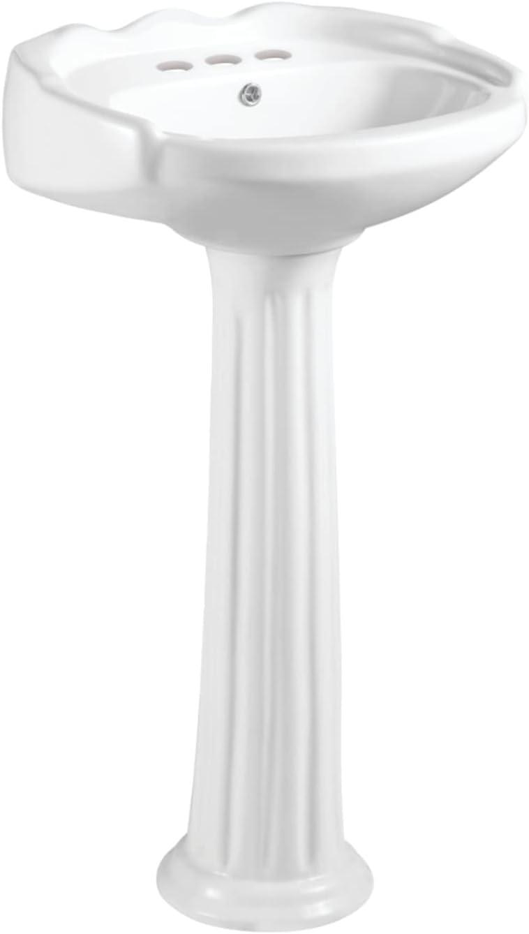 Kingston Brass Stuart 20-Inch Ceramic Pedestal Sink (4-Inch, 3 Hole)