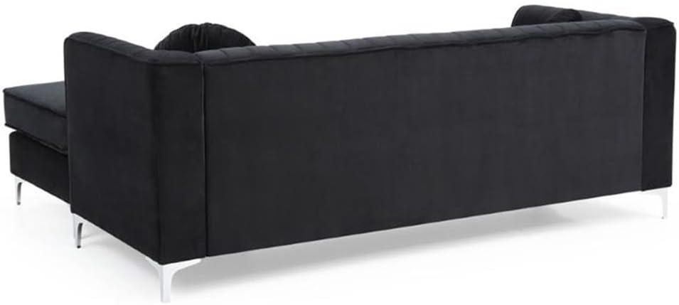 Glory Furniture Delray Velvet Sofa Chaise in Black