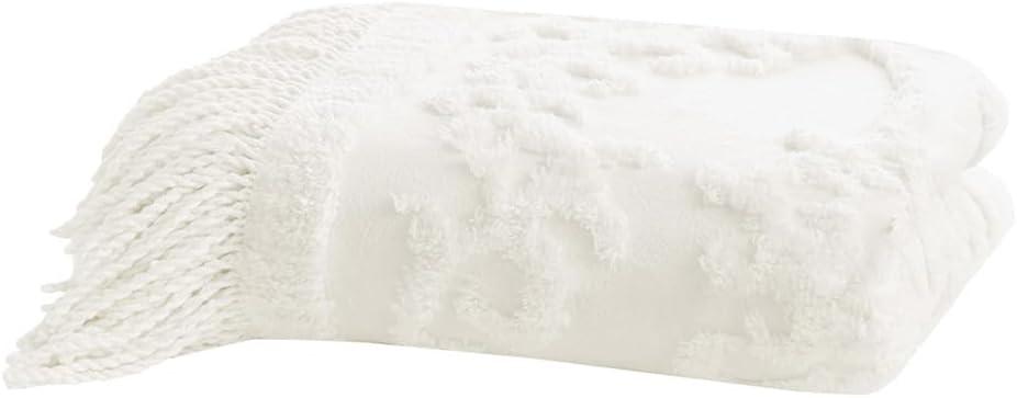 Madison Park Chloe 100% Cotton Tufted Chenille Lightweight Throw With Fringe Tassel