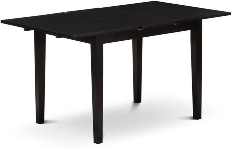 Norden Rectangular Modern Dining Table with Black Table Top Surface & Solid Wood Rectangular Legs