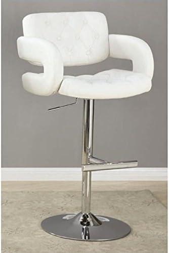 Coaster Contemporary Faux Leather Adjustable Bar Stool in White