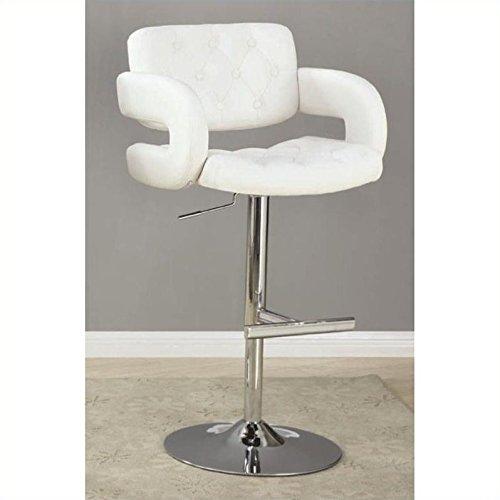 Coaster Contemporary Faux Leather Adjustable Bar Stool in White
