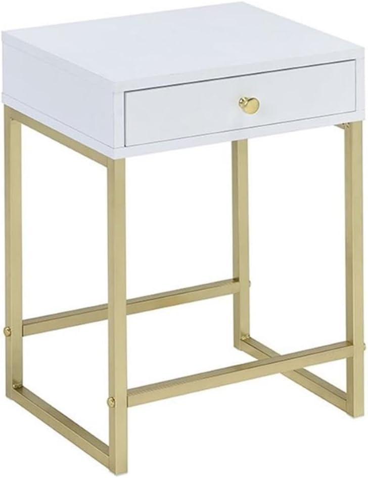 Astonishing Side Table White and Gold - Saltoro Sherpi