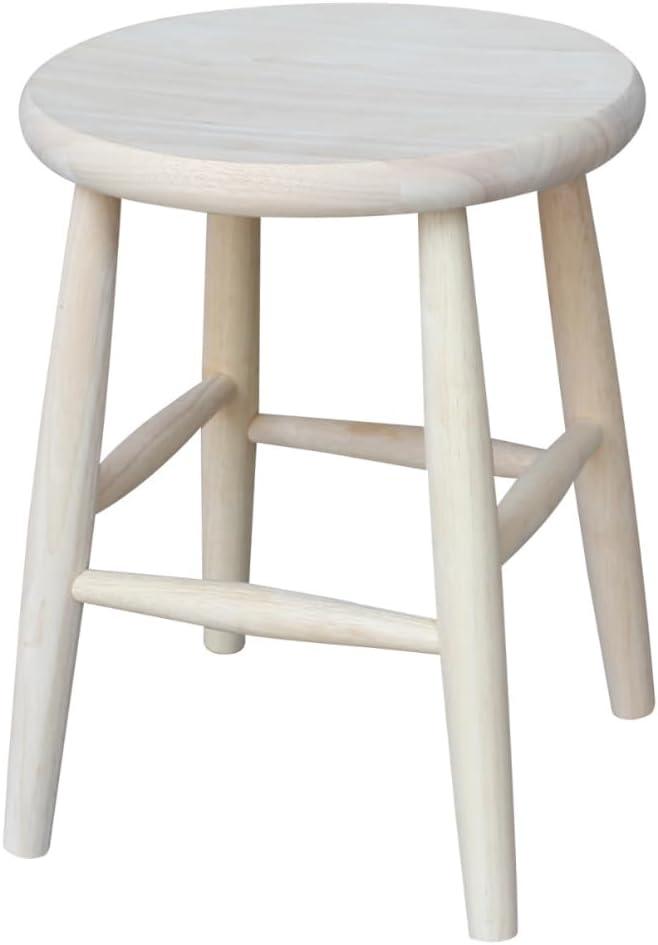 Scooped Seat Counter Height Barstool Brown - International Concepts: Solid Parawood, Kitchen, Unfinished