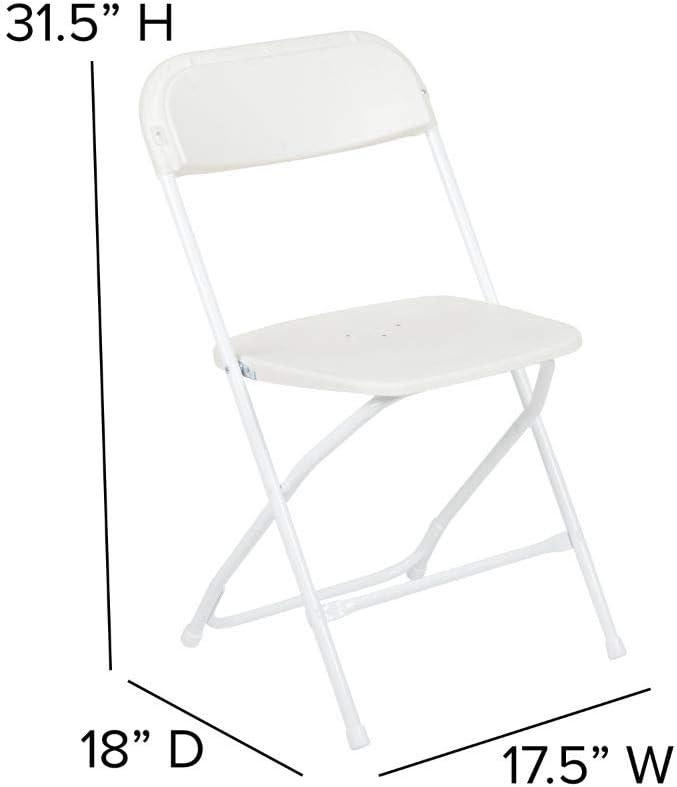 Flash Furniture Hercules Series Plastic Folding Chair White - 2 Pack 650LB Weight Capacity Comfortable Event Chair-Lightweight Folding Chair