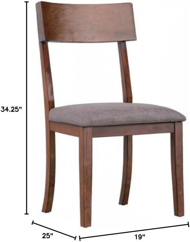 Sunset Trading 34.25 x 19 x 25 in. Mid Century Dining Chair with Padded Performance Fabric Seat Danish Walnut - Set of 2