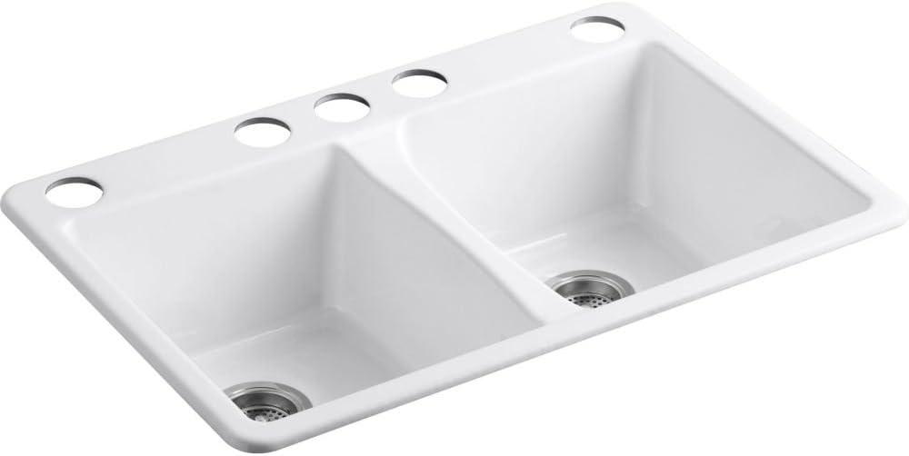 Deerfield 33" L x 22" W Double Basin Drop-In Kitchen Sink with Accessories