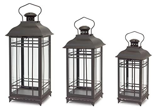 Melrose Traditional Black Metal Lantern (Set of 3)