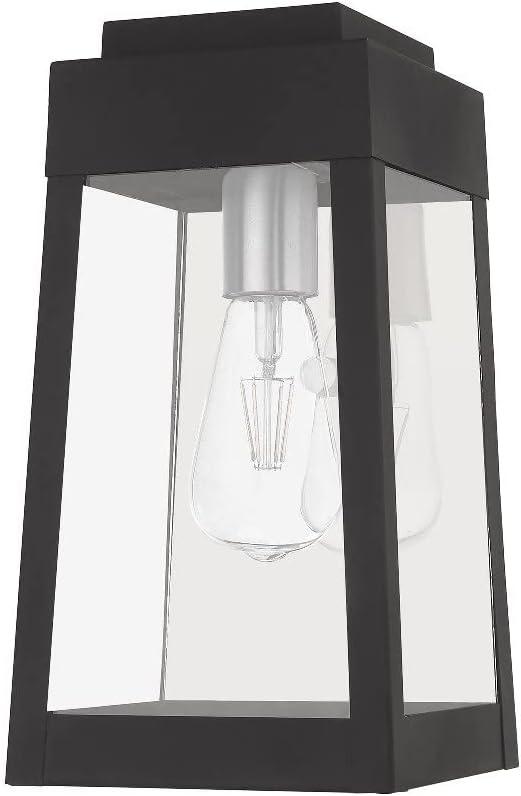 Satin Brass and Clear Glass Modern Industrial Outdoor Lantern