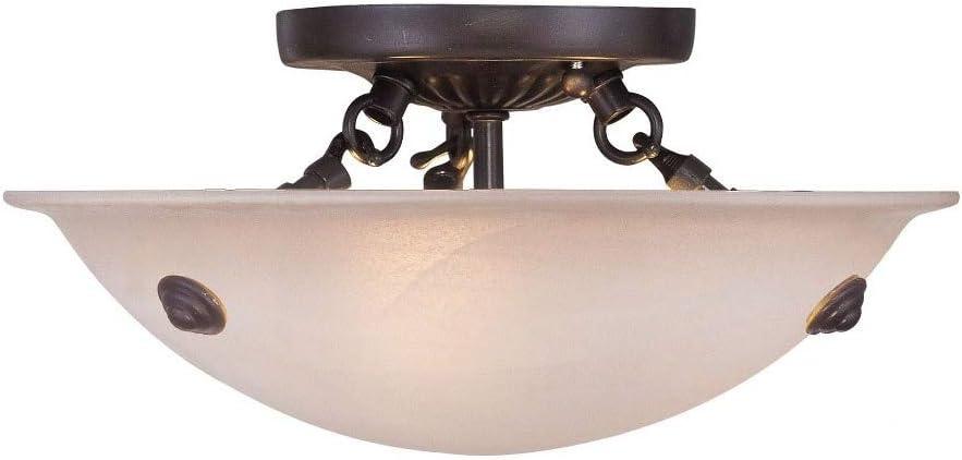 Oasis Honey Alabaster Glass 12" Bronze LED Semi-Flush Mount