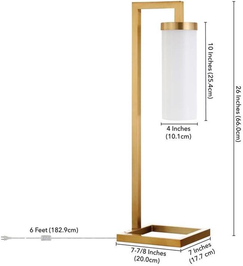 Evelyn&Zoe Malva 26" Modern Metal Table Lamp with White Milk Cylinder Glass Shade