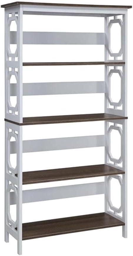 Convenience Concepts Omega 5 Tier Bookcase, Driftwood Shelves/White