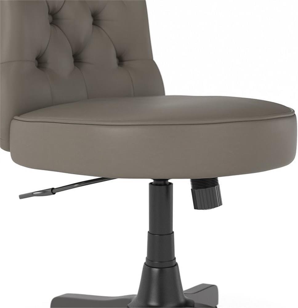 Bush Furniture Key West Mid Back Tufted Office Chair in Washed Gray Leather