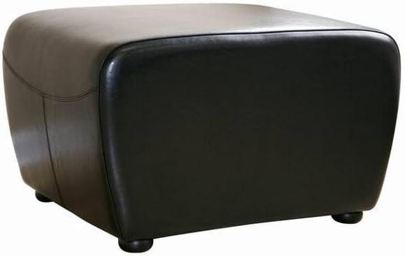 Full Leather Ottoman with Rounded Sides - Baxton Studio