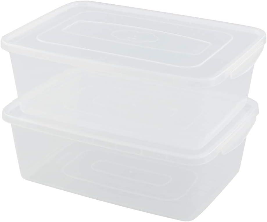 Zopnny 2-Pack Plastic Containers Box with Latching Lid, Stackable Nestable Storage Bins, Clear Pizza Dough Proofing Box, 16 Quart