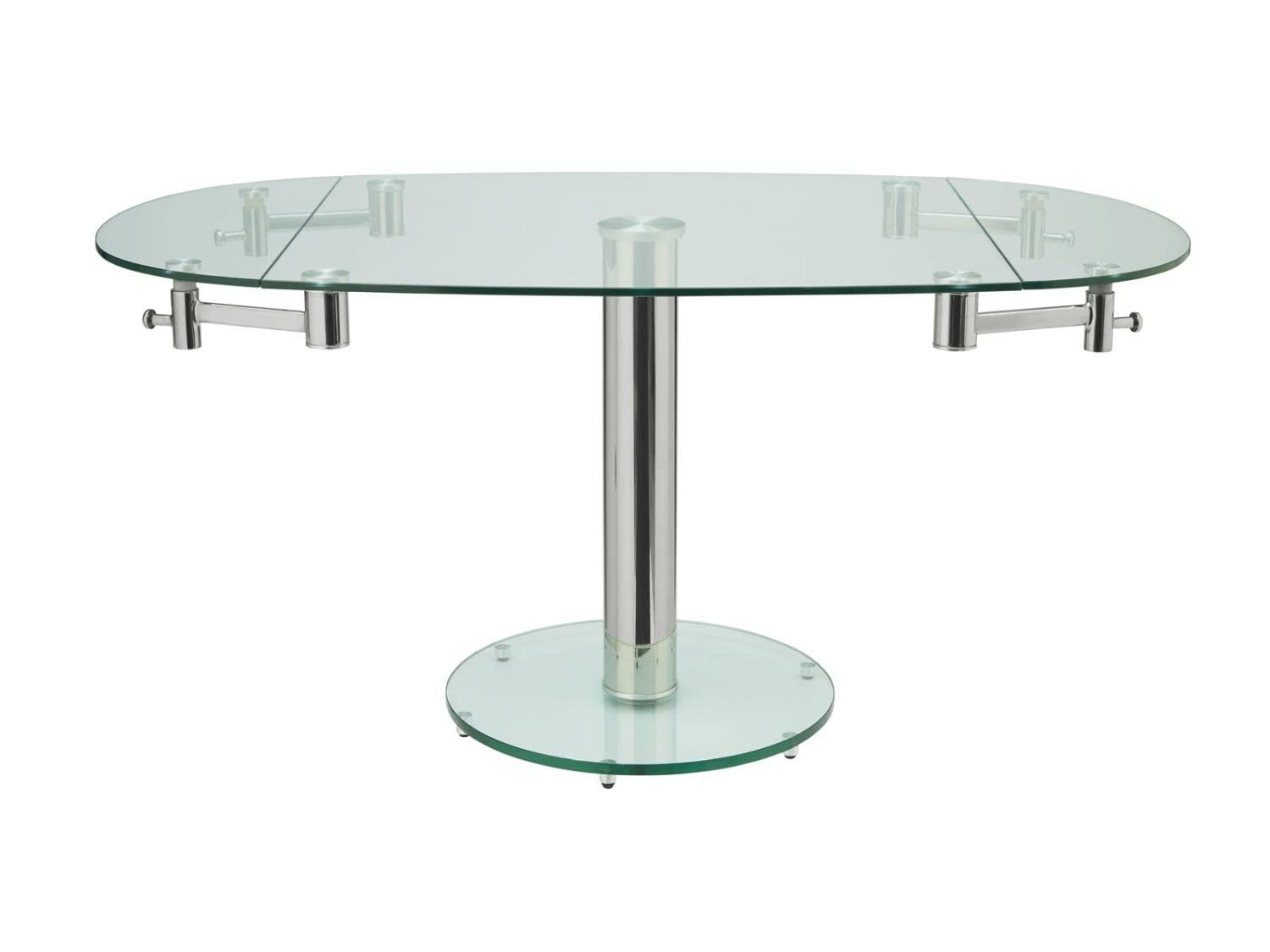 Casabianca Modern Thao Stainless Steel Extendable Dining Table in Clear