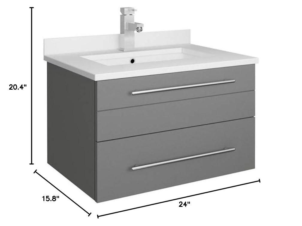 Lucera 24" Wall Mount Modern Single Sink Bathroom Vanity with Top and Undermount Sink