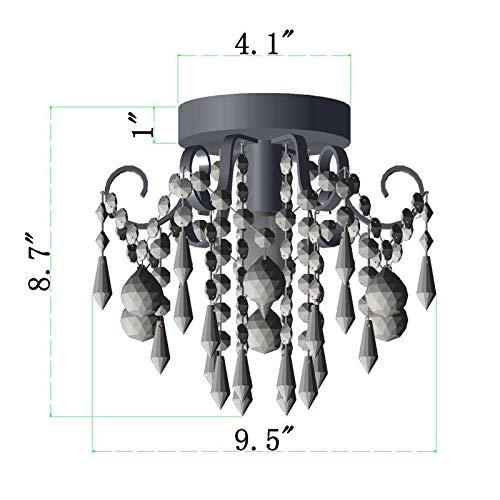 Q&S Small Crystal Ceiling Light Fixture Flush Mount,Black Ceiling Lights Modern Chandelier,Bedroom Hallway Closet Light Fixture,Dia9.5 1 Light.